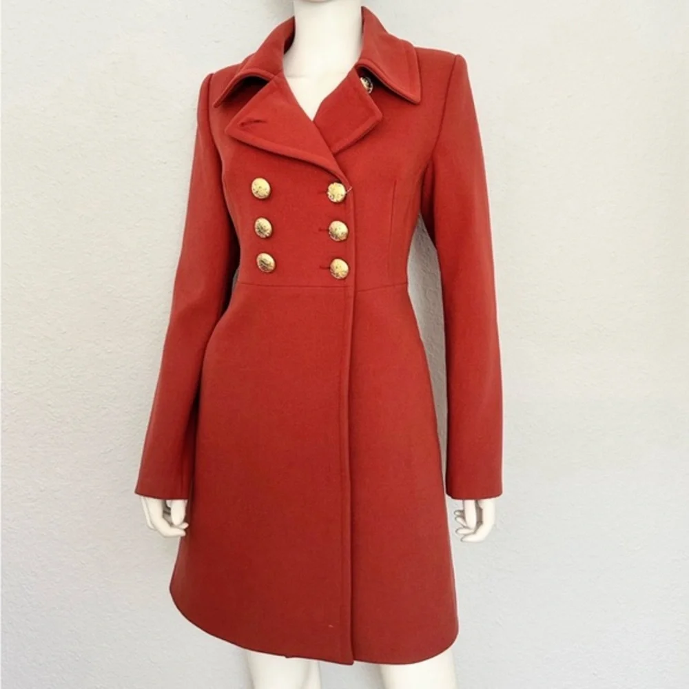 NWT WOMEN’S DOUBLE-BREASTED COAT‎ NOTCHED COLLAR LINED PEACOAT
